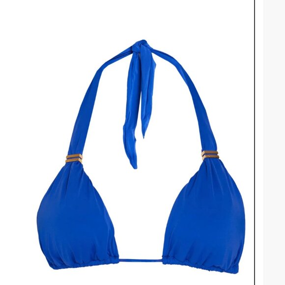 💙 ViX Paula Hermanny Blue Triangle Bikini Top – Gold Ring Detail | Size M/L - Picture 3 of 7